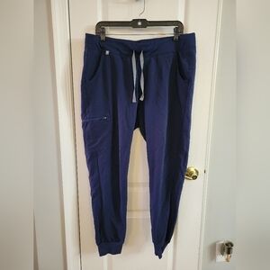 FIGS Women's High Waisted Zamora Jogger Scrub Pants Navy Blue Size XL